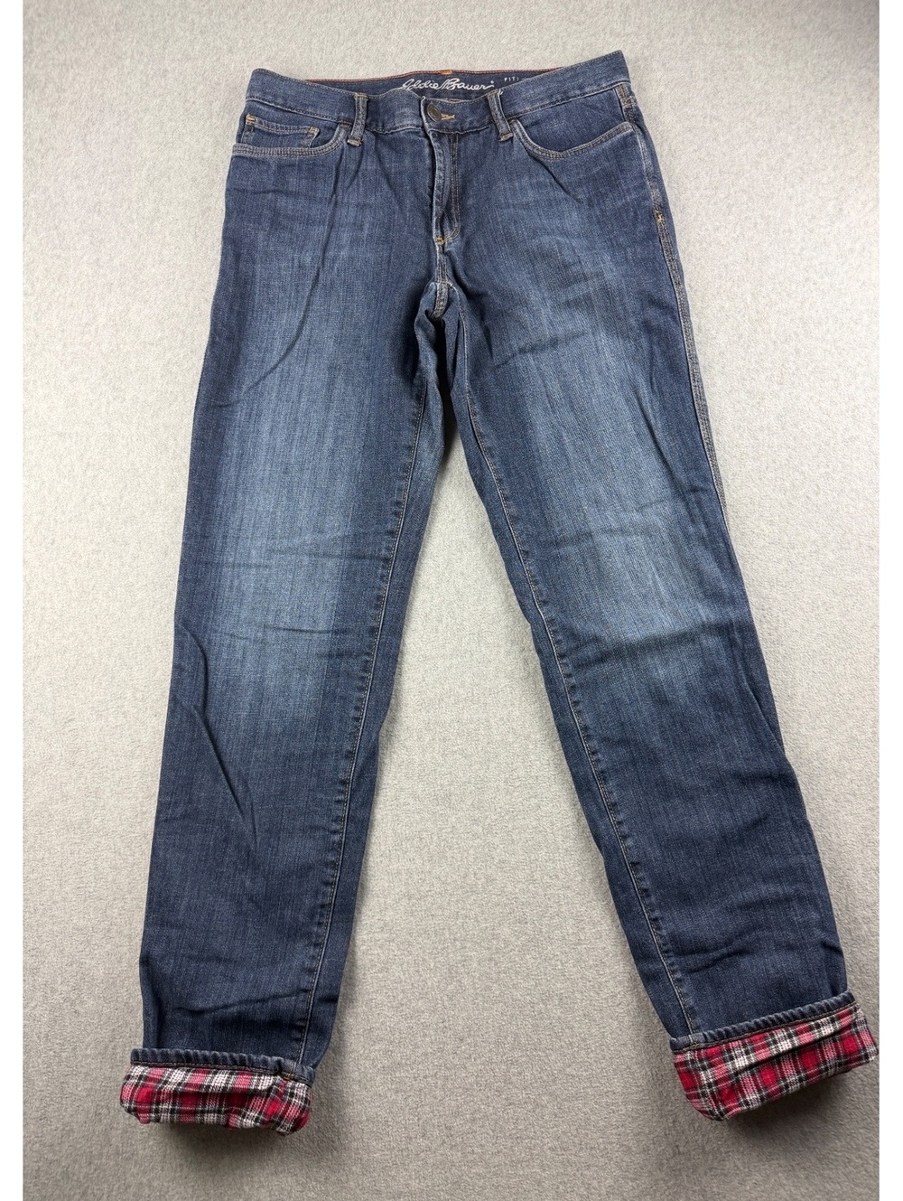 Eddie Bauer flannel lined boyfriend jeans